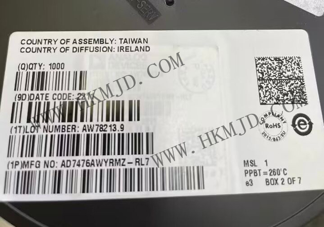12位ADC AD7476AWYRMZ 1 MSPS、低功耗A/D轉(zhuǎn)換器，采用MSOP封裝