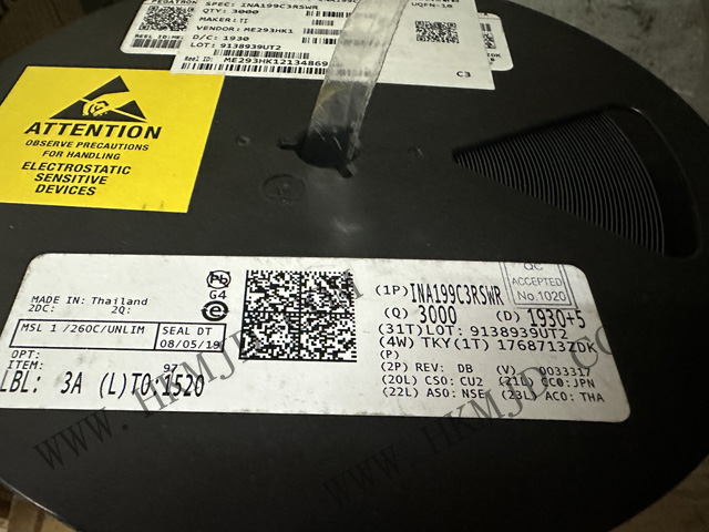 原裝出售TI INA199C3RSWR 26V，雙向電流感應放大器 10-UQFN -40 至 125