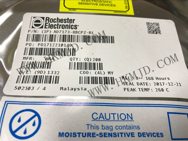 AD7173-8BCPZ：8/16通道、31.25kSPS、24位Σ-Δ型ADC