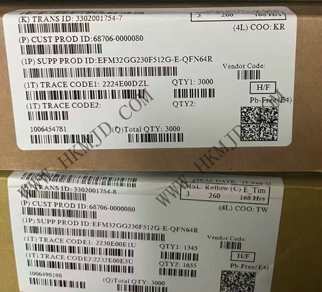 【Silicon Labs原裝】EFM32GG230F512G-E-QFN64 一款基于ARM? Cortex?-M3內核的高性能32位微控制器