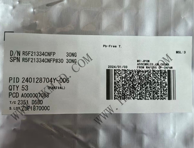 瑞薩電子【MCU芯片】R5F21334CNFP 16位微控制器，采用R8C CPU內核